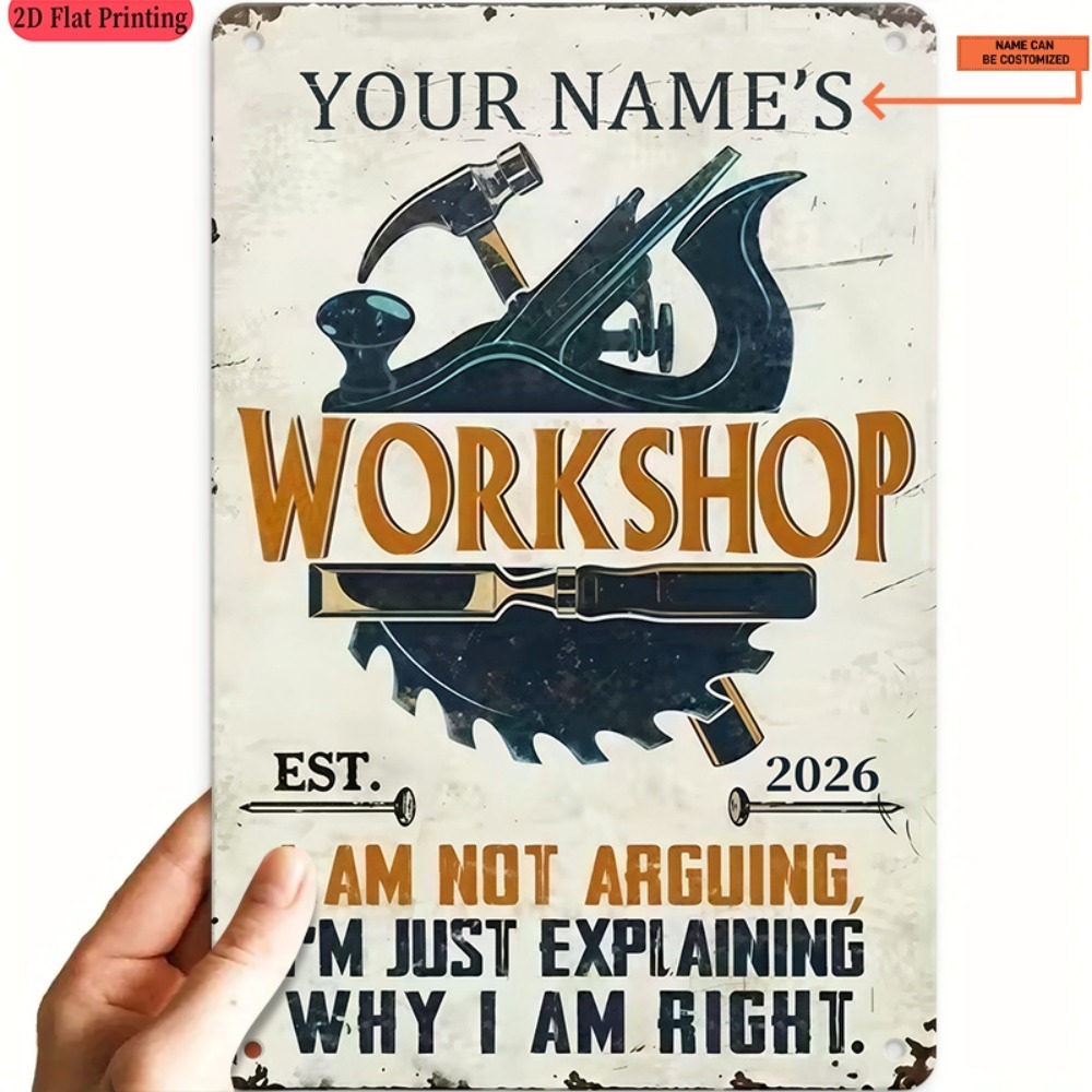 Workshop Tools Name - [2D Płaski] 1 szt. Metalowy Znak