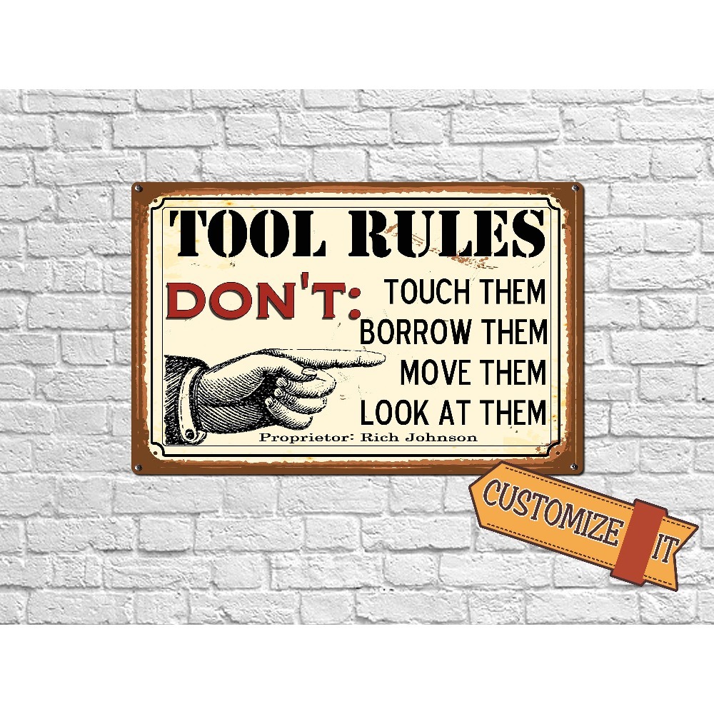 Workshop Tools Name - 1 szt. Personalizowana metalowa tabliczka z