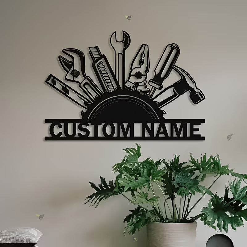 Workshop Tools Name - Metalowa dekoracja ścienna z motywem narzędzi