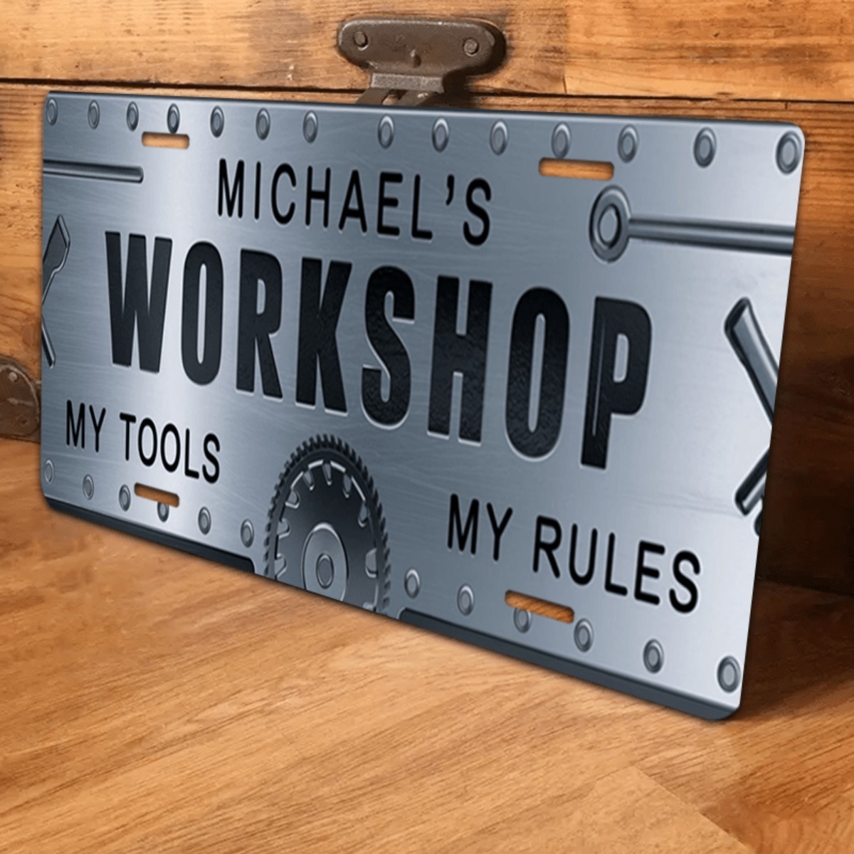 Personalizowany szyld aluminio – Workshop Tools Name recenzja i cena