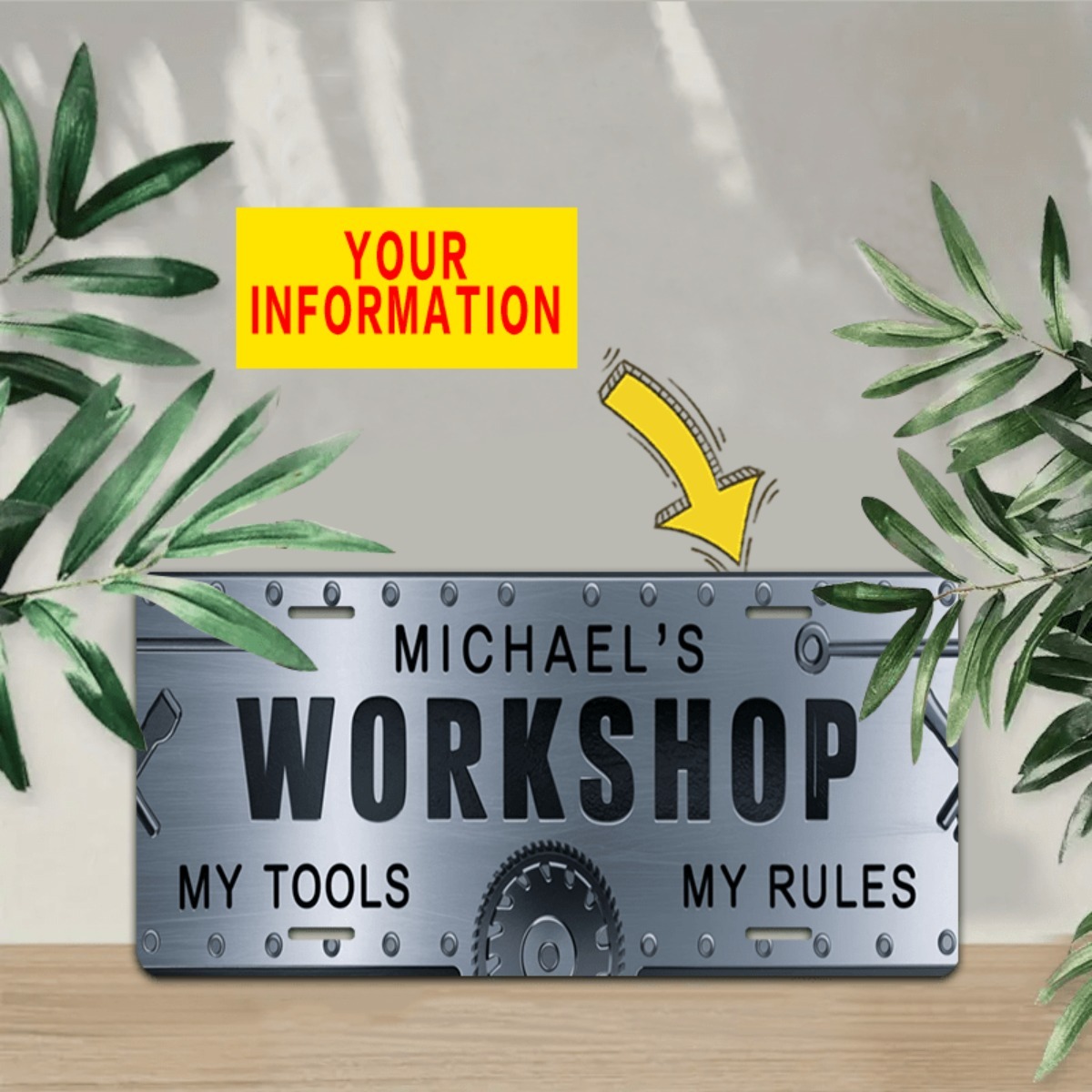 Personalizowany szyld aluminio – Workshop Tools Name recenzja i cena