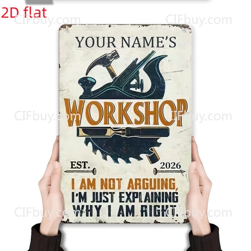 Płaski metalowy szyld 2D z wła – Workshop Tools Name recenzja i cena